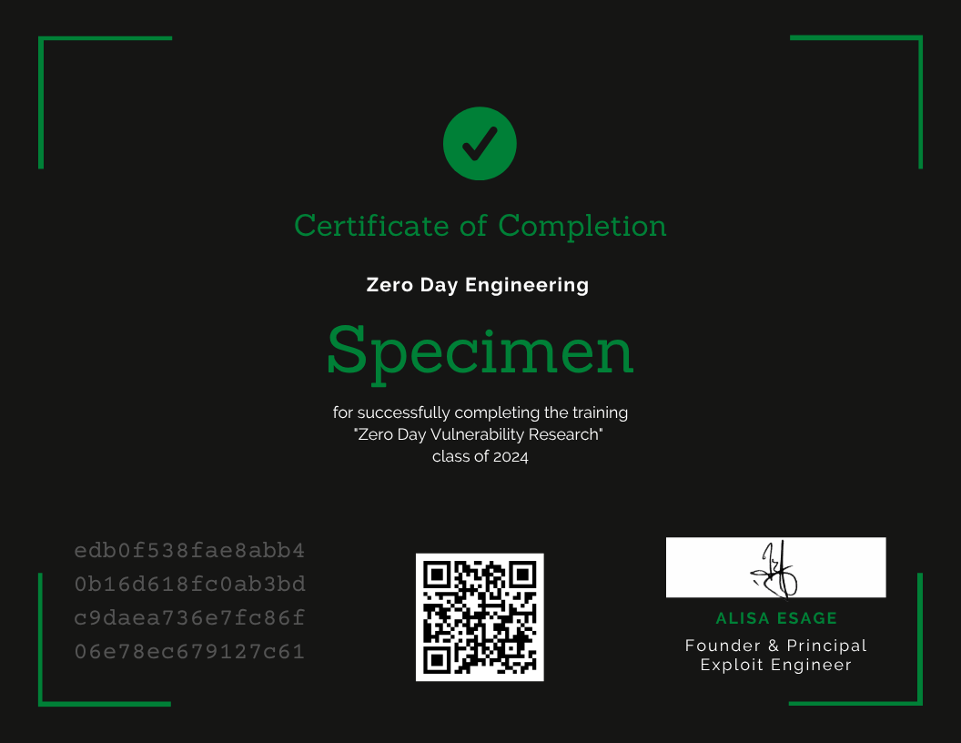 Classic certificate — specimen