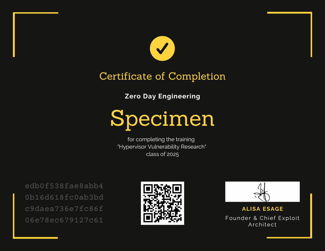 Classic certificate — specimen