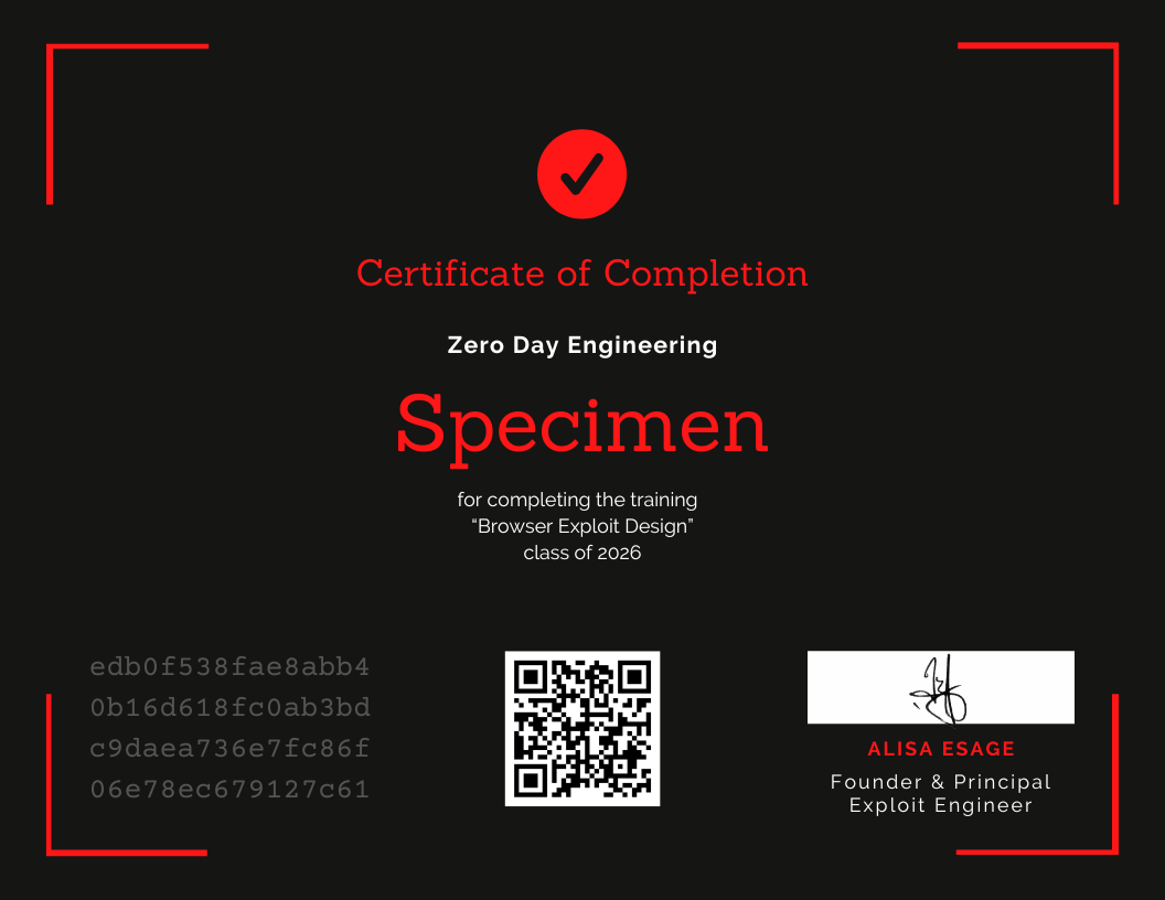 Classic certificate — specimen
